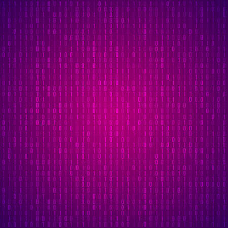 Abstract Purple Technology Background. Binary Computer Code. Programming, Coding and Hacker concept. Vector Background Illustration.のイラスト素材