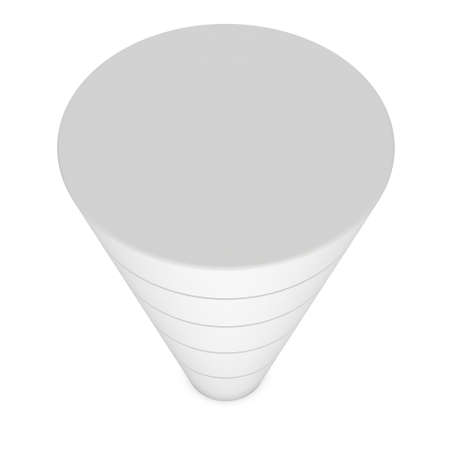 Marketing Funnel Sales Symbol. 3d render isolated on white background. Conversion Funnel Sale Chart White and Blank. Concept of Funnel and Sales.の写真素材