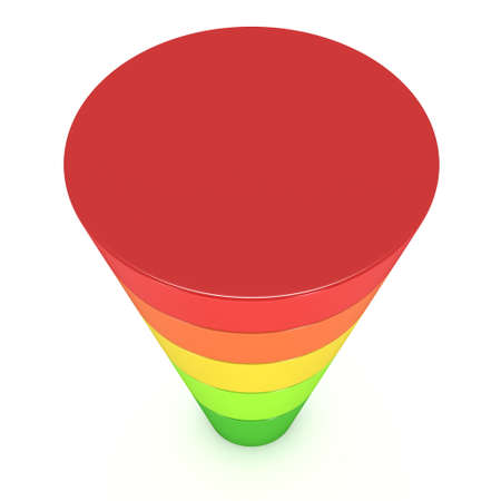 Marketing Funnel Sales Diagram. 3d render isolated on white background. Conversion Funnel Sale Chart. Concept of Funnel and Sales.の写真素材