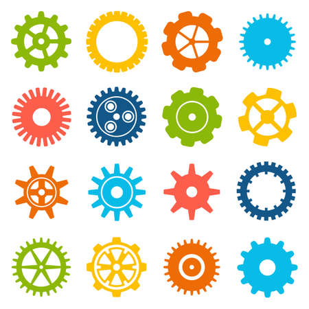Gears and cogs icons set. Cog wheel Icon Collection. Vector illustration of cog icons isolated on white background.のイラスト素材