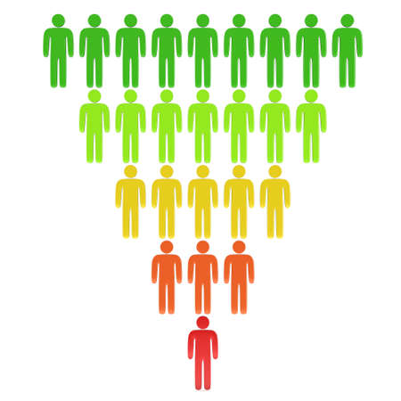 Marketing Funnel Sales Diagram with People. 3d render isolated on white background. Conversion Funnel Sale Chart. Concept of Funnel and Sales.の写真素材