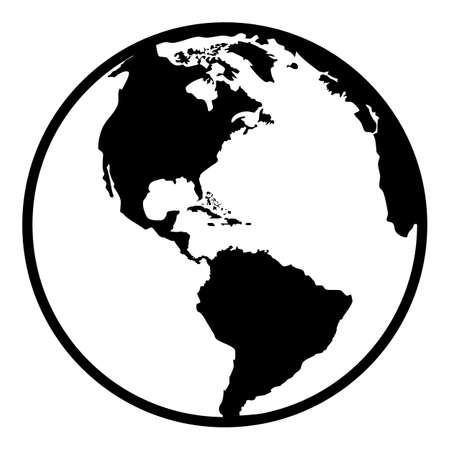 Earth Planet Globe Web And Mobile Icon In Flat Design Contour