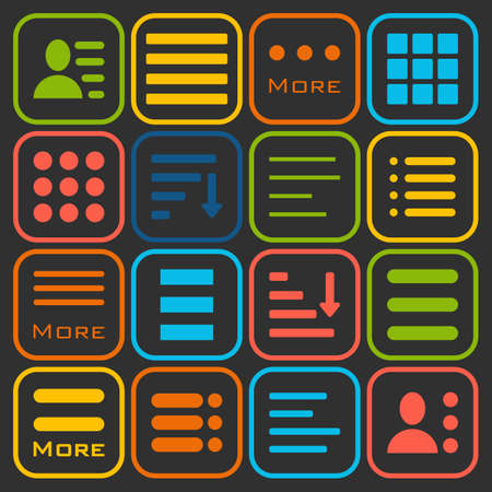 Hamburger Menu Icons Set. Bar Line Hamburger Menu Collection. Vector Illustration of Hamburger Menu Isolated on black background.のイラスト素材