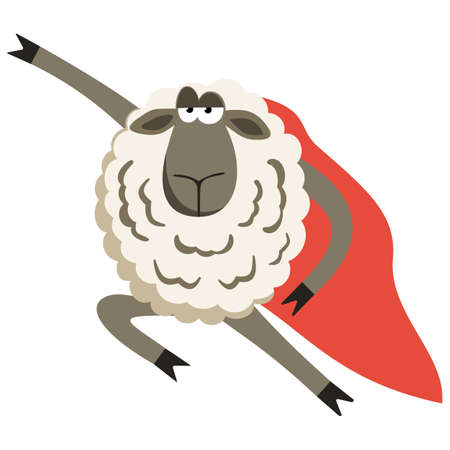 Stubborn Lamb superhero with red cloak.のイラスト素材
