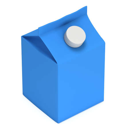 Milk or juice box with lid. Retail package mockup. 3d render illustration isolated on white.