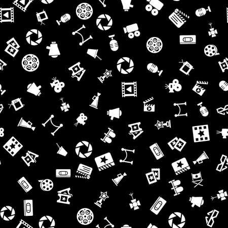 Cinema retro movies icons seamless pattern, tiling ornament. Vector illustrationのイラスト素材