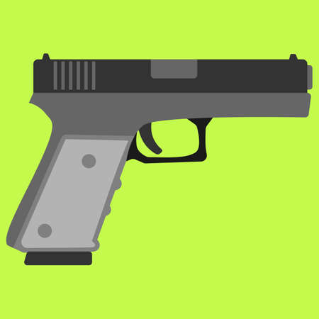 Pistol handgun security and military weapon. Metal pistol gun. Criminal and police firearm vector illustration.のイラスト素材