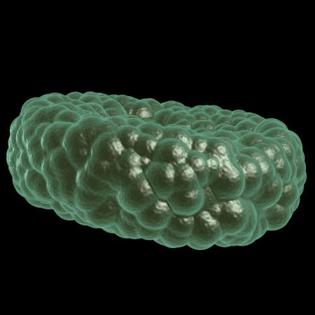 Green illness blood cell. 3d render on black. Healthcare and medical concept.の写真素材