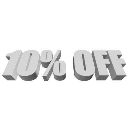 10 percent off 3d letters on white backgroundの写真素材