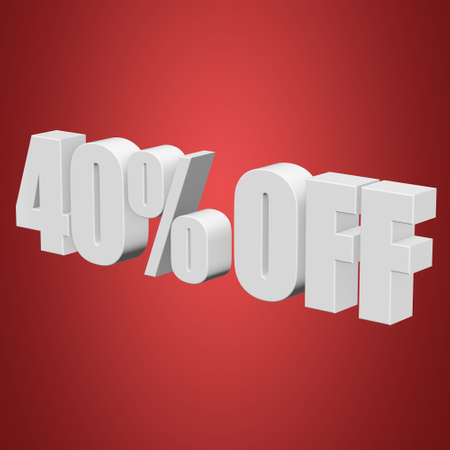 40 percent off 3d letters on red backgroundの写真素材