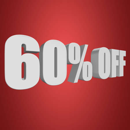60 percent off 3d letters on red backgroundの写真素材