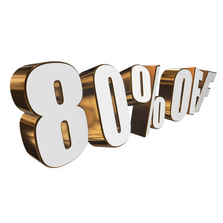 80 percent off 3d letters on white background