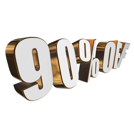 90 percent off 3d letters on white backgroundの写真素材