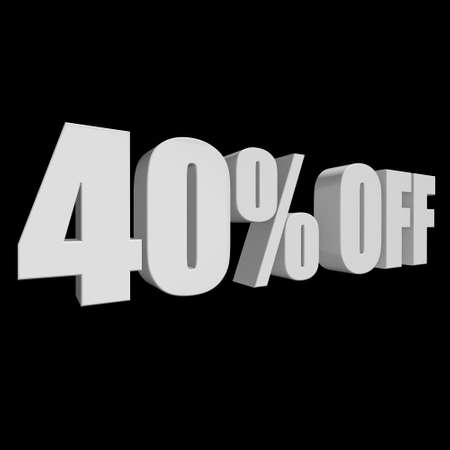 40 percent off 3d letters on black backgroundの写真素材