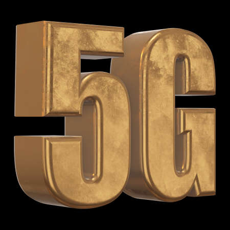 3D gold 5G icon on black