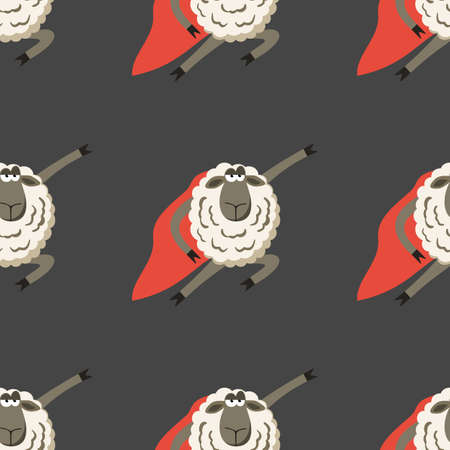 Stubborn Lamb superhero with red cloak.のイラスト素材