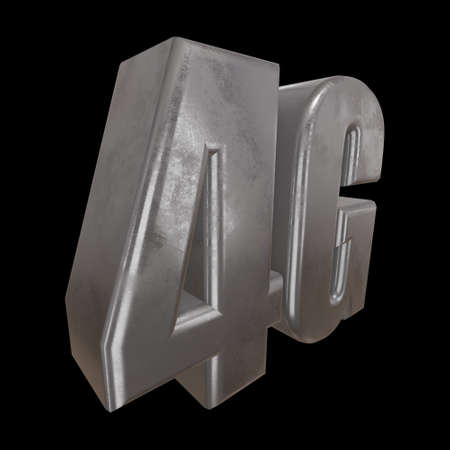 3D metal 4G icon on blackの写真素材