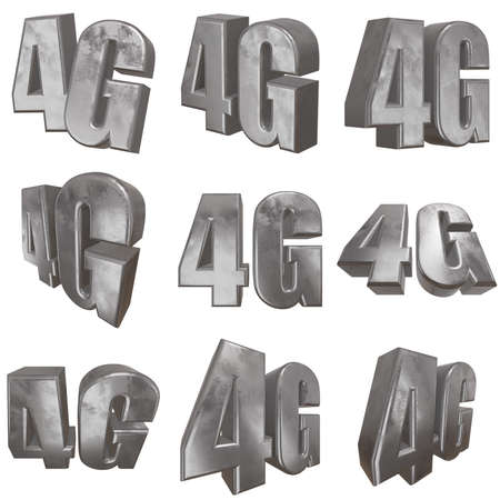 3D metal 4G icon on whiteの写真素材
