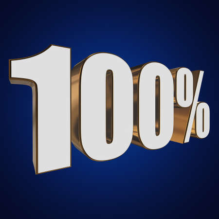 100 percent on blue backgroundの写真素材