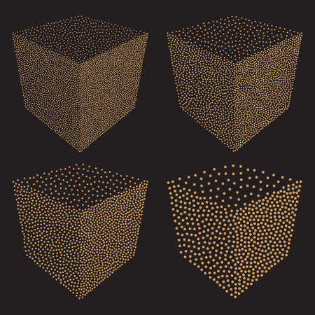 Dotwork Halftone Vector Cube Iconのイラスト素材