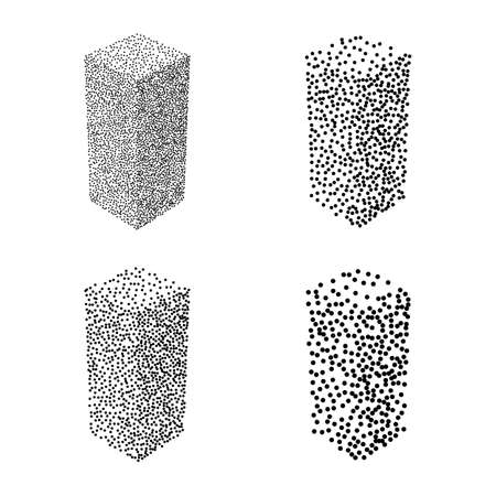 Dotwork Halftone Vector Parallelepiped Icon.のイラスト素材