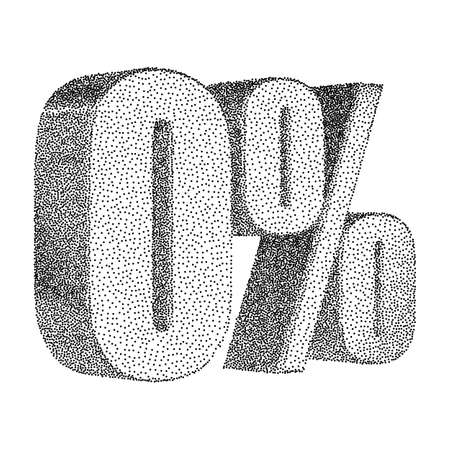 0 percent on white backgroundのイラスト素材
