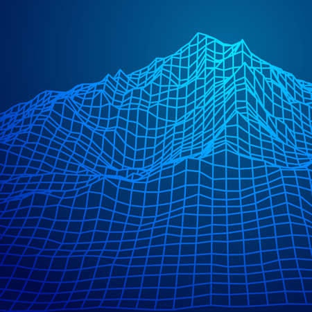 Abstract vector wireframe landscape background.のイラスト素材