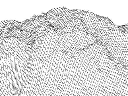 Wireframe landscape background.のイラスト素材