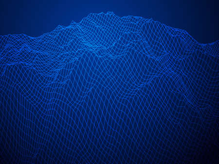 Wireframe landscape background.のイラスト素材