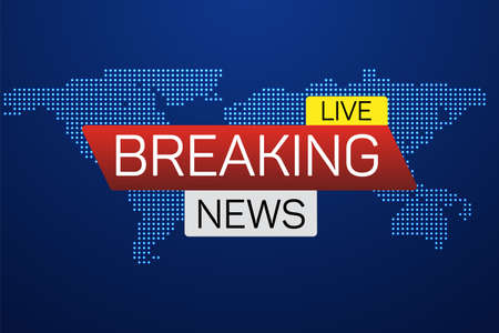 Breaking news live banner on worldmap. Business technology world news background. Vector Illustration.のイラスト素材