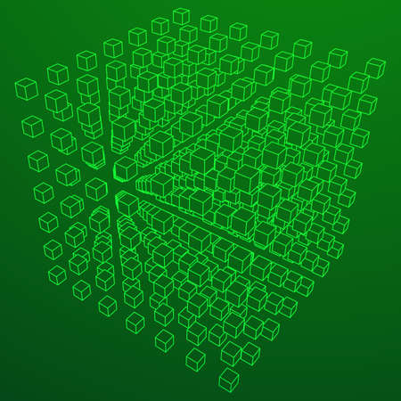 Wireframe Mesh Cube.のイラスト素材