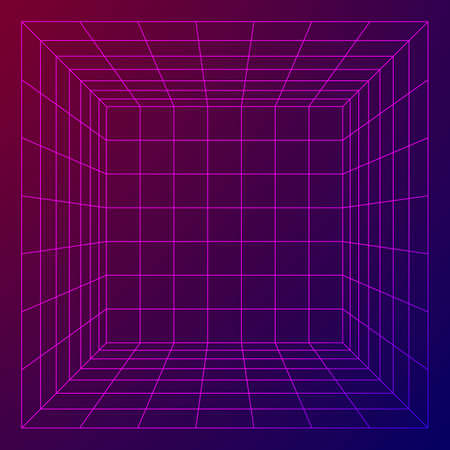 Wireframe Mesh Cube.のイラスト素材