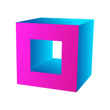 Cube icon for your business promotional artwork. Abstract square graphic design for flyers, banners, presentations. Vector illustration.のイラスト素材