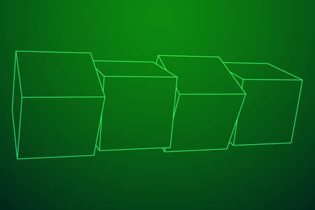 Mesh low poly cubes elements. Digital Data Visualization Concept. Vector Illustration.のイラスト素材