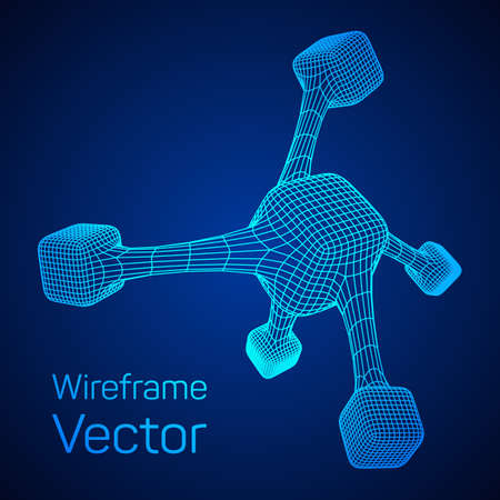 Wireframe Mesh Molecule. Connection Structure. Low poly vector illustration. Science and medical healthcare conceptのイラスト素材