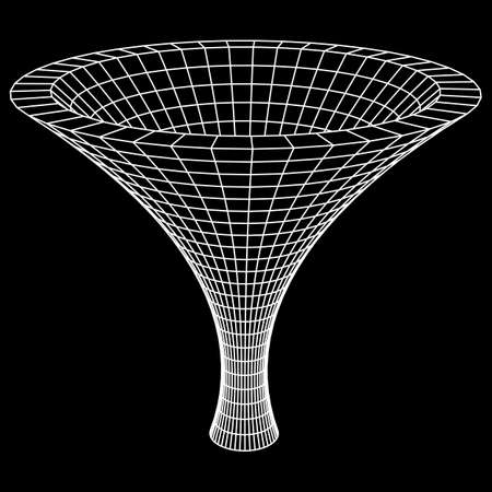 Wireframe Mesh Funnel. Connection Structure. Big Data Visualization Concept. Vector Illustration.のイラスト素材