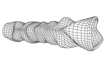 Wireframe Mesh Organic Tube Concept Vector Illustration.のイラスト素材