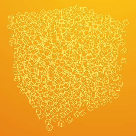 Wireframe Mesh Cube make with many small cubes.のイラスト素材