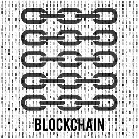 Blockchain. Cripto currency bitcoin. Global internet worldwide. Abstract Matrix Background. Binary Computer Code. Vector Tech Background.のイラスト素材