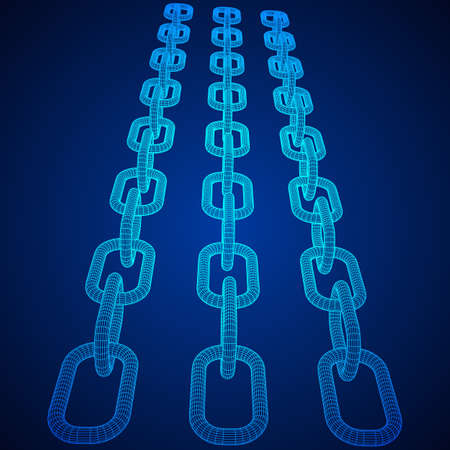 Wireframe BlockChain links. Chain 3d Vector illustrationのイラスト素材
