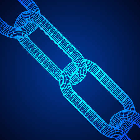 Wireframe BlockChain links. Chain 3d Vector illustrationのイラスト素材