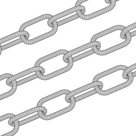 Wireframe BlockChain links. Chain 3d Vector illustrationのイラスト素材