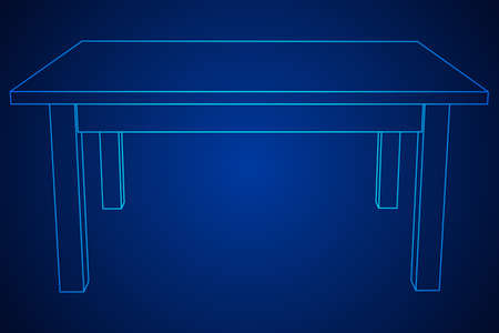 Table furniture wireframe blueprint. Linear outline pedestal vector illustration.のイラスト素材