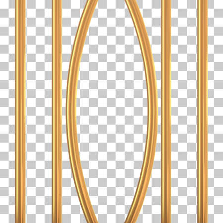 Broken golden prison bars on transparent Vector illustration.のイラスト素材