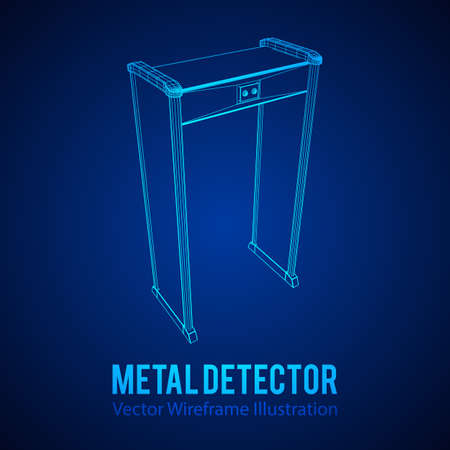 Metal detector scanner. 3D render isolated on white.のイラスト素材