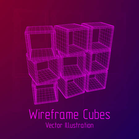 Product display boxes Wire frame meshのイラスト素材