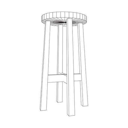 Bar stool furniture wireframe blueprintのイラスト素材