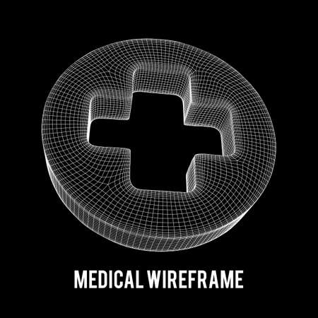 First aid medical cross wireframeのイラスト素材