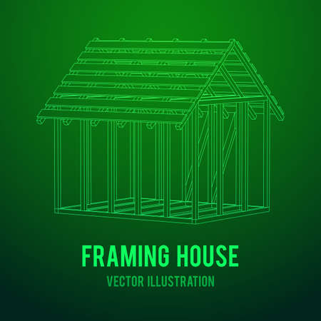 Wire frame framing house illustration.のイラスト素材