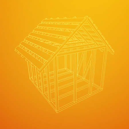 Wireframe framing house Vector illustration.のイラスト素材